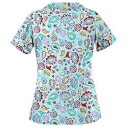 UA Gypsy Jewel Angel Blue Scrub Top