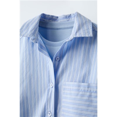 STRIPED SHIRT WITH RIBBED TOP