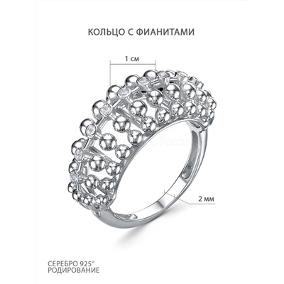Серьги-пусеты из серебра с фианитами родированные 221-10-284р