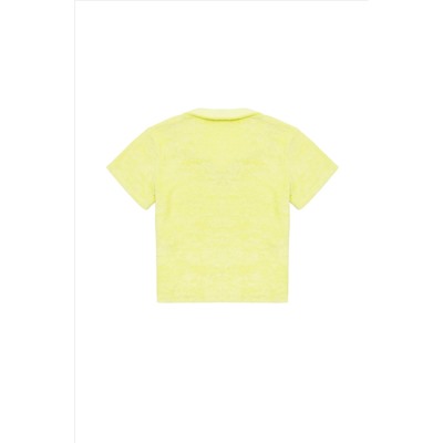 Kız Çocuk Neon Sarı Polo Yaka Tişört