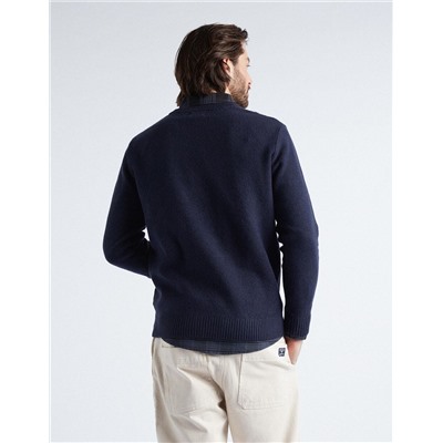 Braided Knitted Jumper, Men, Dark Blue