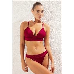 TRENDYOLMİLLA Bordo Üçgen Parlak Brazilian Core Bikini Takımı TBESS25BT00128