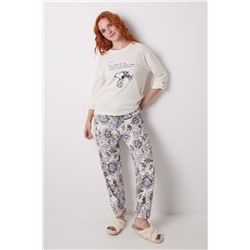 Pantalón largo 100% algodón flores