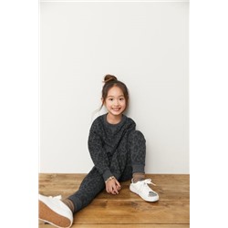 Anthrazit/Schwarz mit Animalprint - Set mit Sweatshirt und Jogginghose (3-16yrs)