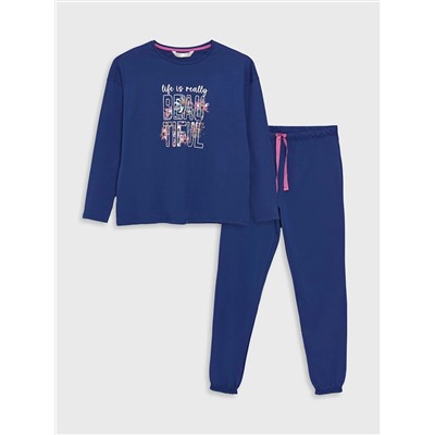 LC Waikiki Bisiklet Yaka Baskılı Uzun Kollu Kadın Pijama Takımı, LCW DREAM                                            
                                            Bisiklet Yaka Baskılı Uzun Kollu Kadın Pijama Takımı