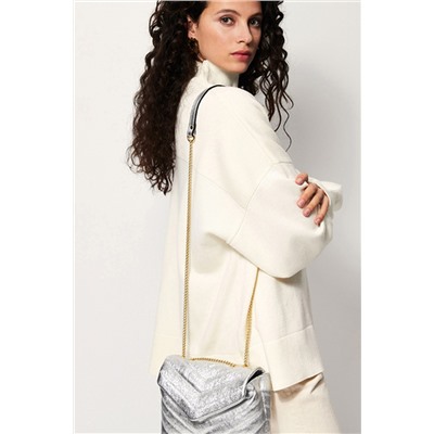 Bandolera de piel Mini Vivi Plateado