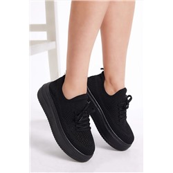 Tonny Black Kadın Siyah Yüksek Taban Bağcıklı Sneaker TBHMTSRS065