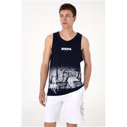 Erkek Regular Fit Bisiklet Yaka Lacivert Kolsuz Tişört