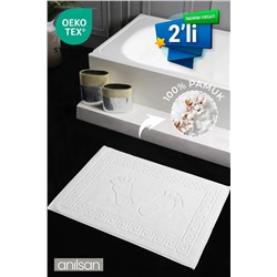 Anılsan, 2'li Greek Ayak Havlusu - 50x70 Cm, 245 Gr, %100 Pamuk, Spa Ve Otel Banyo Paspası, Günlük Kullanıma