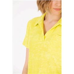 Kadın Neon Sarı Polo Yaka Crop Tişört