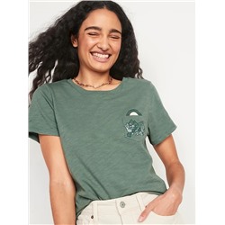 Short-Sleeve EveryWear Graphic Pocket T-Shirt for Women