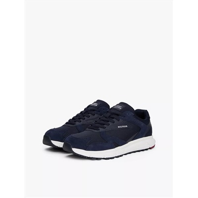 Mixed-Texture Suede Runner Sneaker