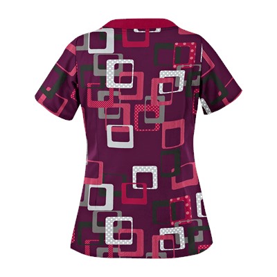 UA Sassy Square Wine Print Scrub Top