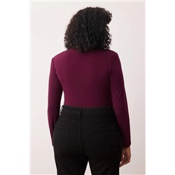 Mürdüm Kruvaze Yaka Bodycone Büyük Beden Çıtçıtlı Body TBBAW25CS00008