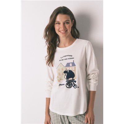 Pijama largo 100% algodón Mafalda blanco