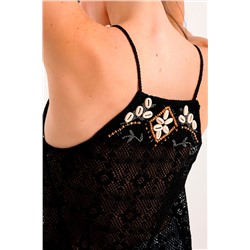 Top de guipur Negro