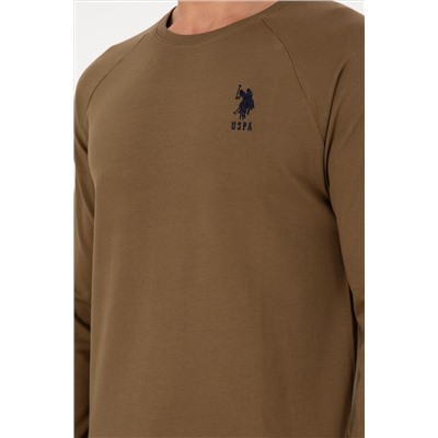 Erkek Haki Basic Sweatshirt