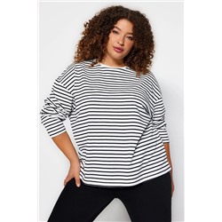Trendyol Curve Beyaz Çizgili sweatshirt TBBAW24AO00006