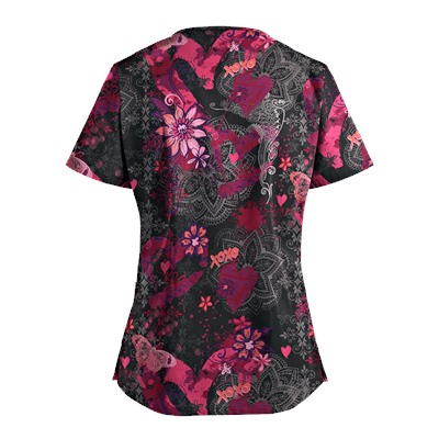 UA Artsy Hearts Black Scrub Top