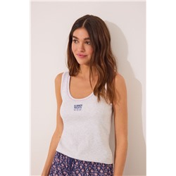 Pijama corto tirantes algodón gris claro