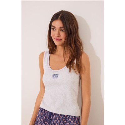 Pijama corto tirantes algodón gris claro
