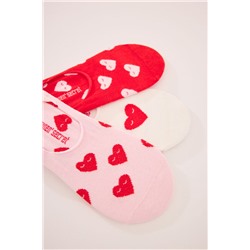 Pack 3 calcetines invisibles algodón print corazones