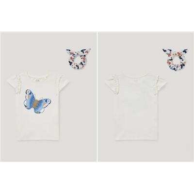 Set - Kurzarmshirt und Scrunchie - 2 teilig