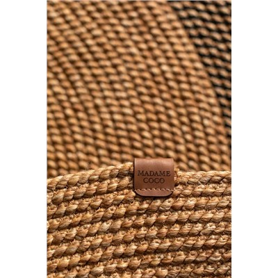 Alsace Yuvarlak Kilim - Naturel/Siyah - 120 cm