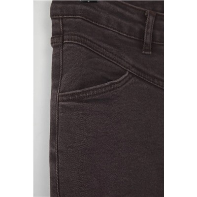 Kahverengi Yüksek Bel Comfort Dikiş Detaylı İspanyol Paça Flare Fit Jeans TBBSS24CJ00003