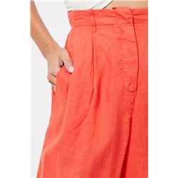 Pantalón wide leg 7/8 de lino cintura alta - Rojo