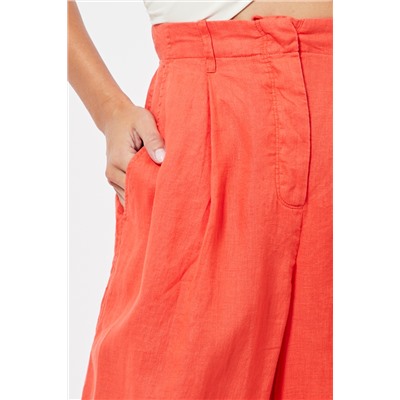 Pantalón wide leg 7/8 de lino cintura alta - Rojo