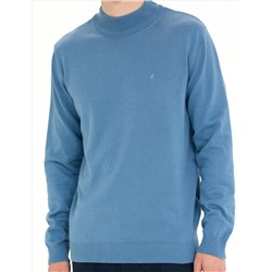 Koyu Mavi Slim Fit Yarım Balıkçı Basic Triko Kazak