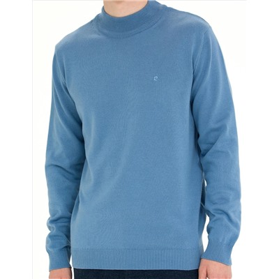 Koyu Mavi Slim Fit Yarım Balıkçı Basic Triko Kazak