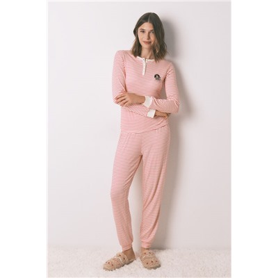 Pijama largo punto extra suave rayas Mafalda