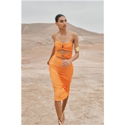 CUT-OUT SATIN MIDI DRESS