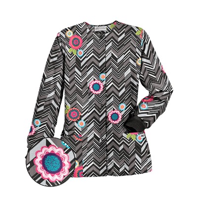 UA Chevron Flower Black Print Scrub Jacket