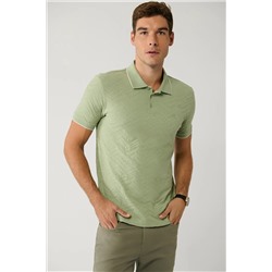 Avva, Erkek Haki %100 Pamuk 3 Düğmeli Jakarlı Polo Yaka T-shirt A41y1147
