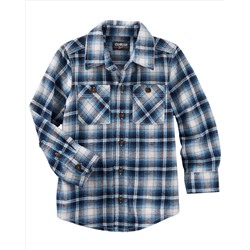 2-Pocket Plaid Button-Front Shirt