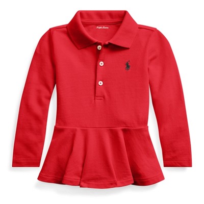Cotton Piqué Peplum Polo