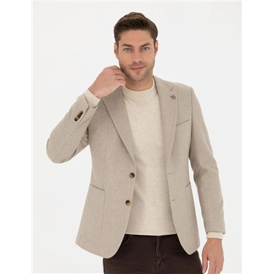Bej Slim Fit Ceket