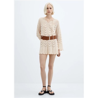 Vestido crochet manga acampanada