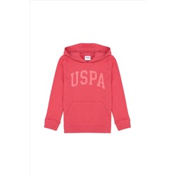 Kız Çocuk Pembe Basic Kapüşonlu Sweatshirt