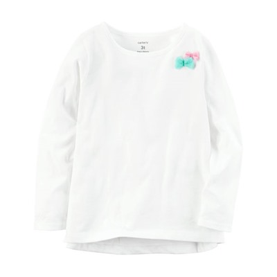 Long-Sleeve Bow Embellished Tee