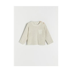 Baumwoll-Pullover mit Knöpfen