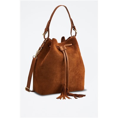 Bolso saco de piel Jila Camel