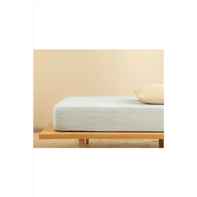 English Home Wave Dots Kolay Ütülenir Tek Kişilik Lastıklı Çarşaf 100x200 Cm Seledon 10038595