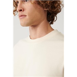 Bej %100 Pamuk Bisiklet Yaka Baskılı T-Shirt