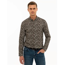 Haki Slim Fit Uzun Kollu Gömlek