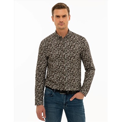 Haki Slim Fit Uzun Kollu Gömlek