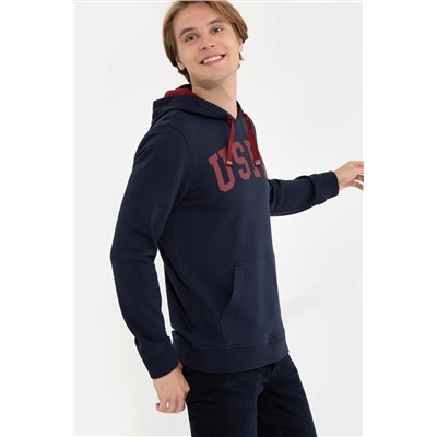 Erkek Lacivert Kapüşonlu Basic Sweatshirt